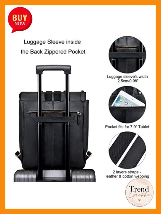 Genuine Leather Convertible Backpack Purse Retro Totes Top-handle Bags Padded main image 5